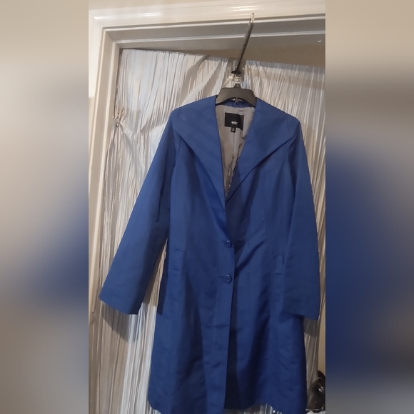 Mossimo Electric blue long dress coat missing a button - Picture 4 of 9